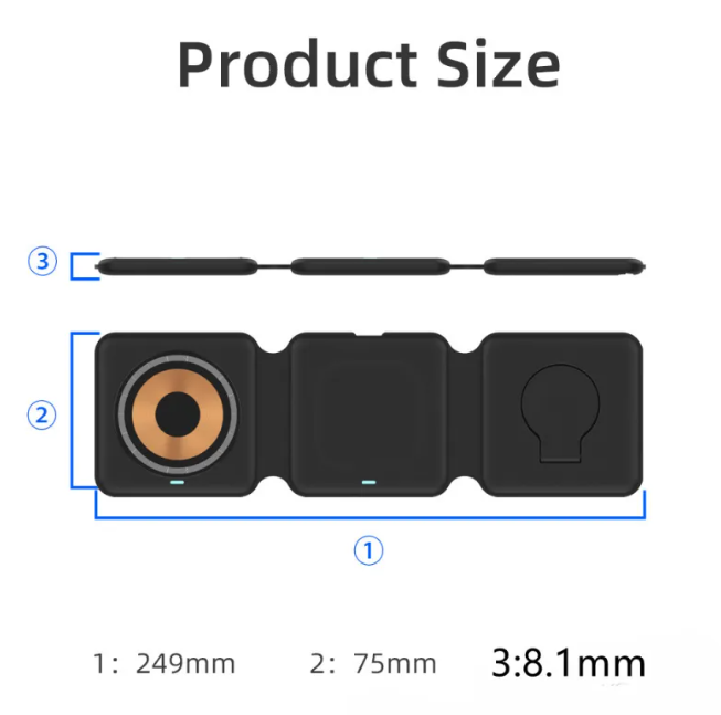 Cargador Inalámbrico 3 en 1 Magnético Plegable