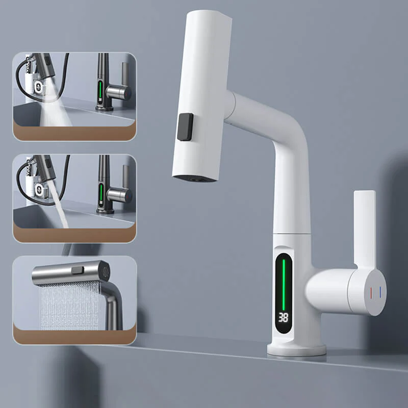 Llave para lavabo tipo cascada con pantalla digital
