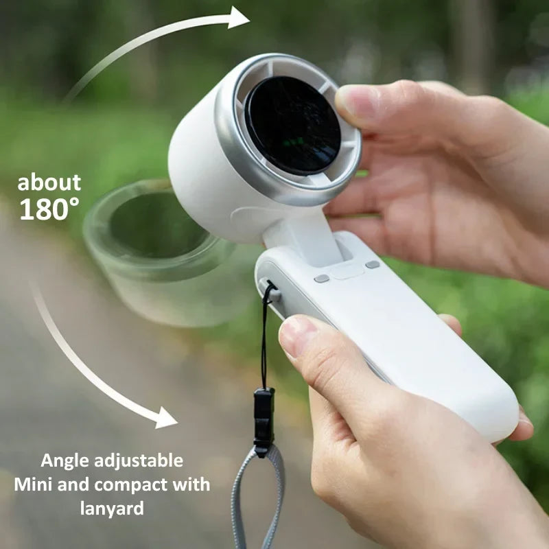 2026 New Hanging Neck Outdoor 180 Degree Folding Desktop Mini Fan Hand-Held Folding High-Speed Powerful Turbo Fan