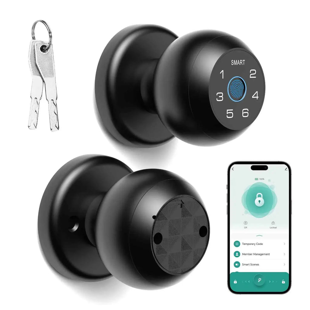 Viladepot Ball-Shaped Smart Lock Fingerprint, App-Controlled, Passcode, and Electronic Touchscreen Keypad Door Lock Smart Handle
