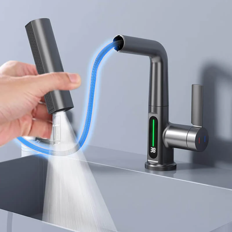 Llave para lavabo tipo cascada con pantalla digital