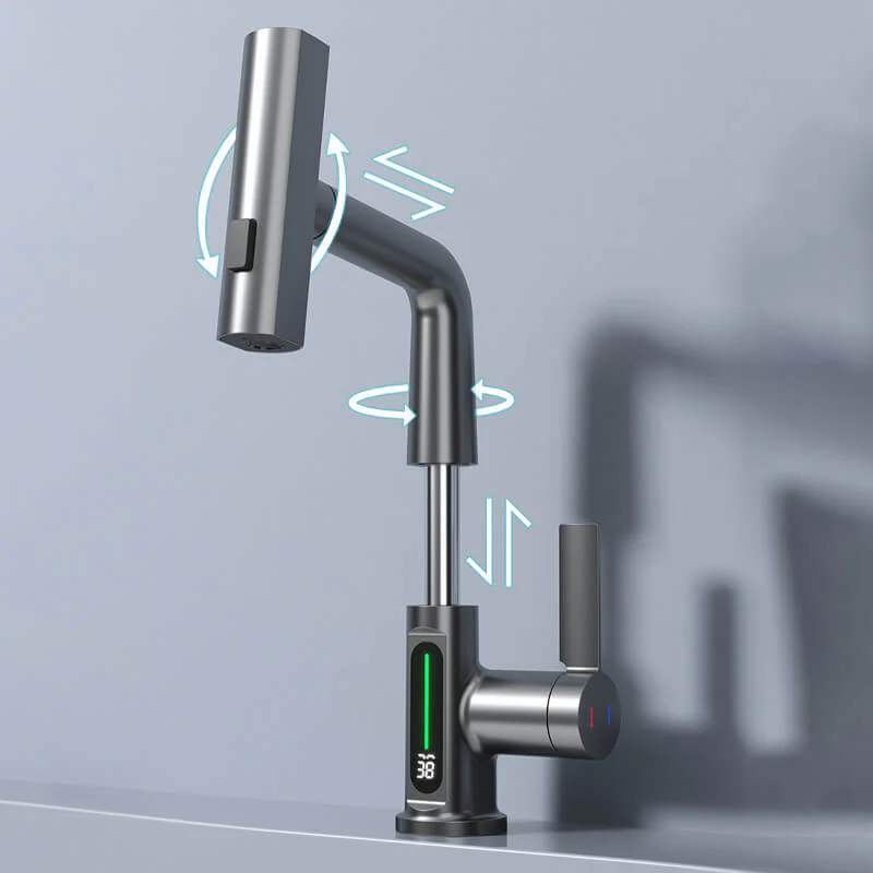 Llave para lavabo tipo cascada con pantalla digital